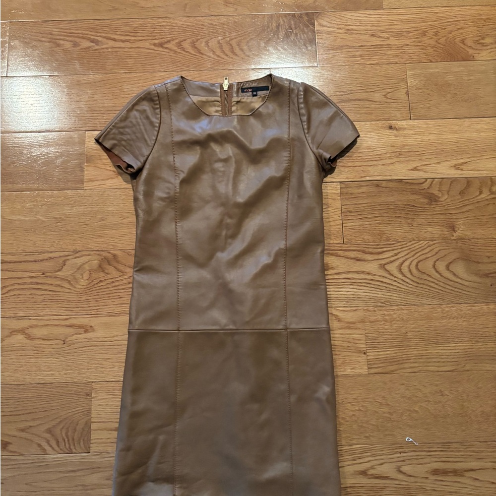 Maje brown leather mini dress